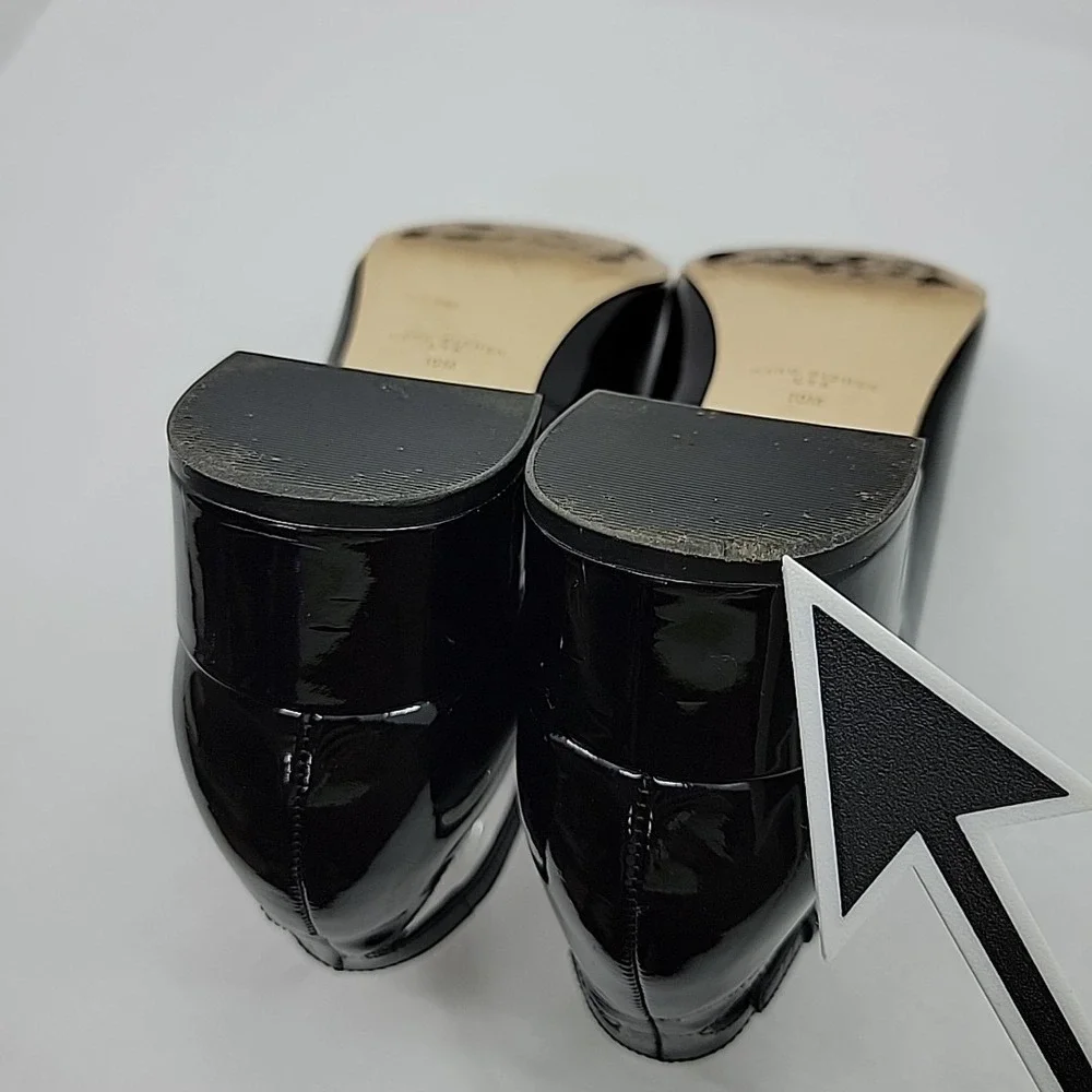 Marc Fisher LTD Parri Block Heel Black Mary Jane Dress Pumps Patent Leather 10M